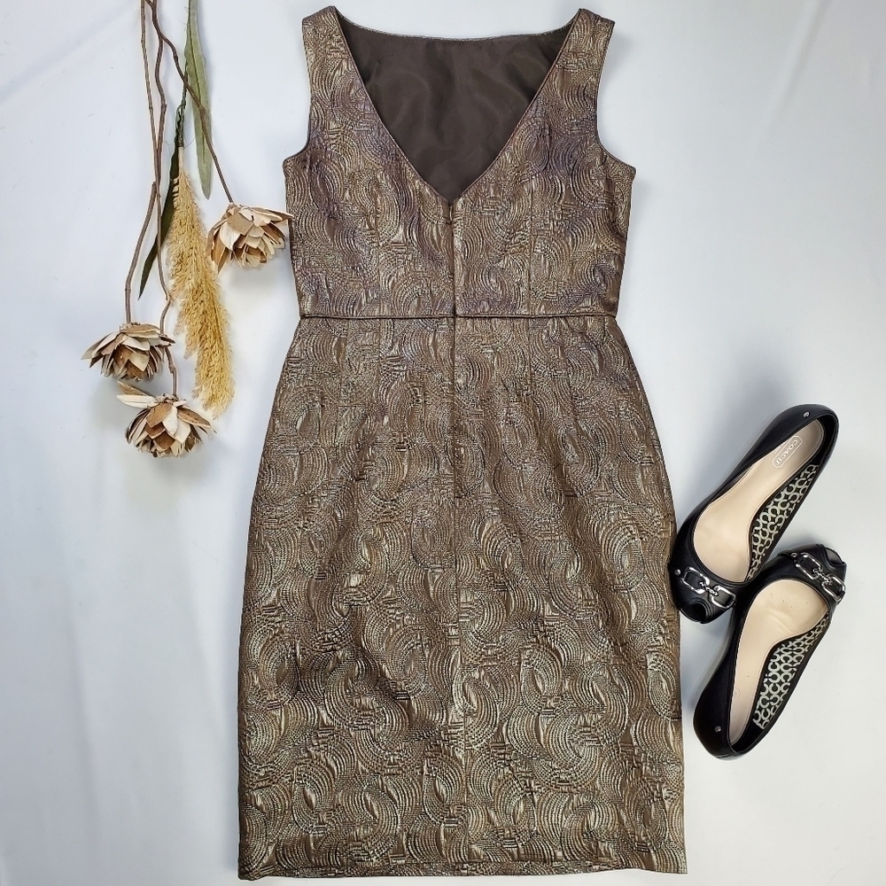 BANANA REPUBLIC Brown Iridescent Shift Dress 4 - Picture 3 of 14